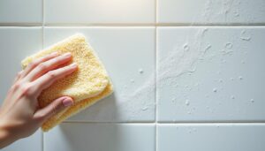 Astuces pour retirer les résidus de savon sur le carrelage avec une éponge