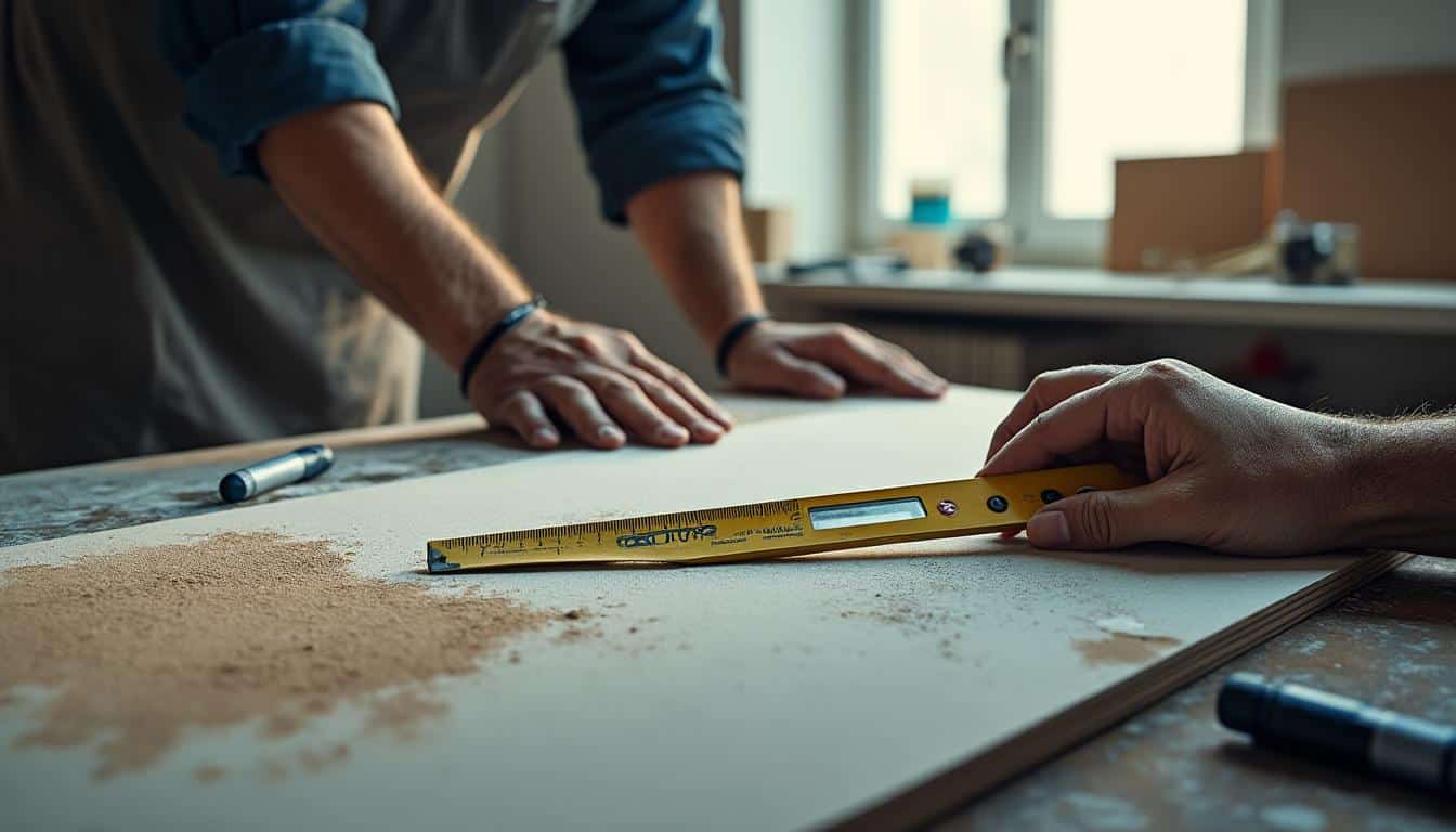 Ajuster et découper un panneau de placo à l’aide du mètre