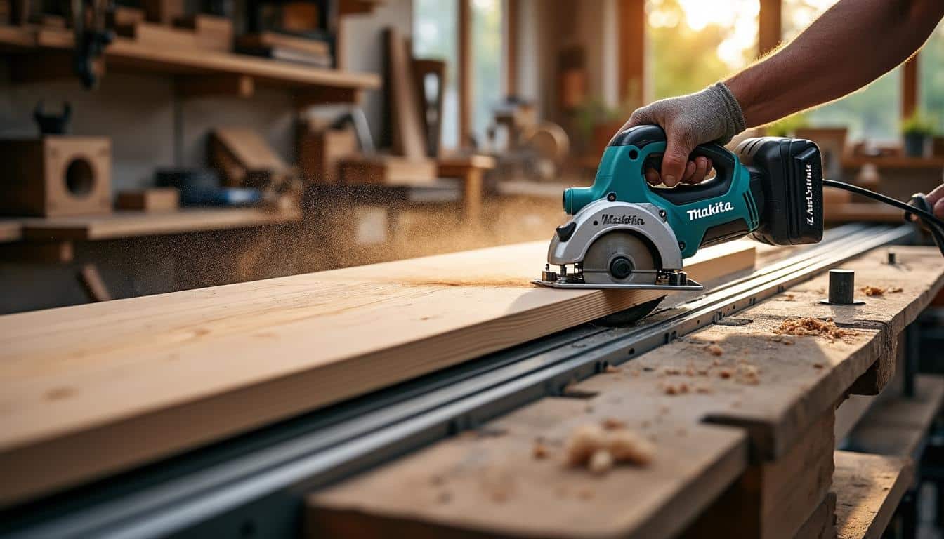 Illustration: Comment utiliser efficacement une scie circulaire sur rail Makita : guide pratique étape par étape